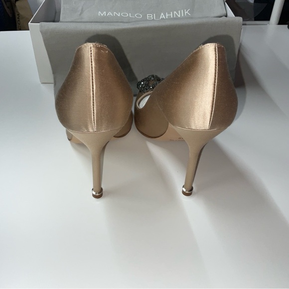 HANGISI
Champagne Satin Jewel Buckle Pumps - Picture 6 of 10